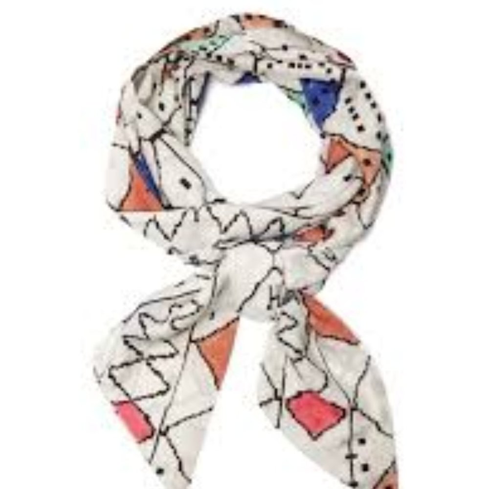 Chufy Soufiane White Geometric Long Headscarf